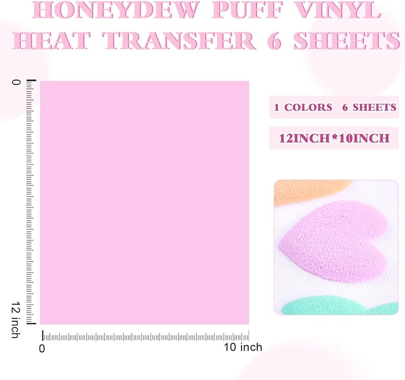 HTVSTD Pastel Purple Puff Vinyl Heat Transfer -12" x 10" 6pcs Purple Puffy HTV Iron On Vinyl Puffy Heat Transfer Vinyl for T-Shirts Puff HTV - Image 2